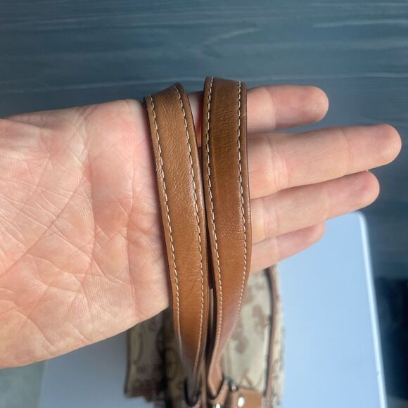 COACH Signature Madison Horse & Carriage Campbell Shoulder Bag Tote Tan Khaki - Picture 5 of 8